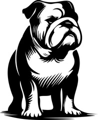 SVG file dog bulldog black and white vector for printing, cutting