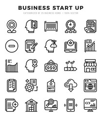 Set of Business Start Up Icons. Simple line art style icons pack.