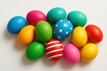 Colorful Easter eggs on white background.
