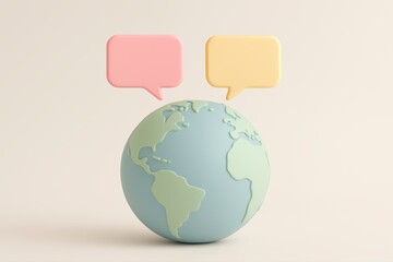 Global Communication Concept Globe with Speech Bubbles