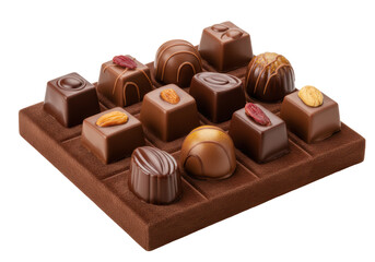 Isolated Square Tray of Gourmet Chocolate Truffles