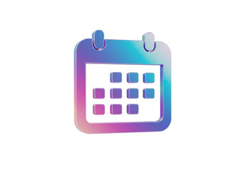 Isolated Iridescent Gradient Calendar Icon with Rounded Corners