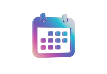 Isolated Iridescent Gradient Calendar Icon with Rounded Corners