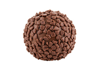 Isolated Chocolate Truffle Ball Covered in Mini Chocolate Chips