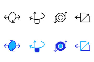 Arrows solid and line icon set. Cursor arrow, pointer, change, transfer, switch, swap, exchange, up, down, direction and refresh symbol icons. Editable vector illustration