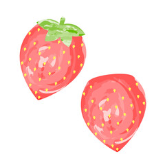 Strawberry simple icon watercolor style