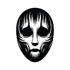 Cartoon vector illustration of a scary Halloween skull mask with abstract face design