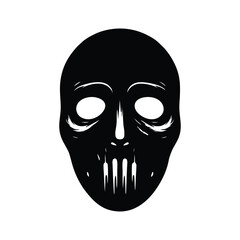 A scary human skull illustration, perfect for a Halloween horror vector or a spooky tattoo symbol
