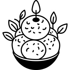 Rasgulla Icon in Glyph Vector Style, Indian Rasgulla Birthday Sweet