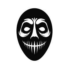 Spooky Halloween pumpkin with a scary human skull face, a vector illustration of death and horror