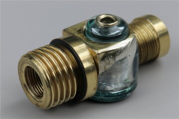 Precision Machined Brass Connector with Glass Insert