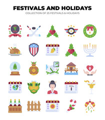 Collection of 25 Festive and Holiday Icons