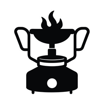 black camping stove with flames clip art preview