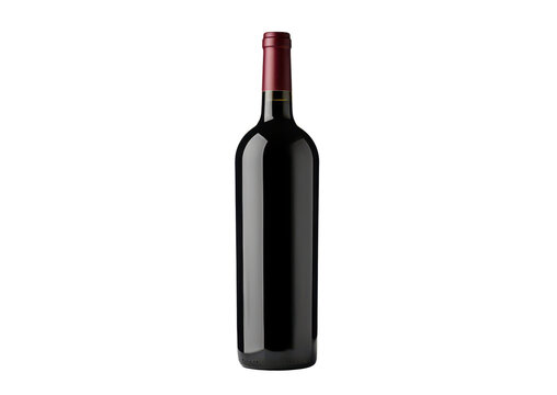 dark red wine bottle isolated on white or transparent png