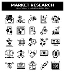 Collection of Market Research Icons: Data Analysis. Strategy. and Business Growth