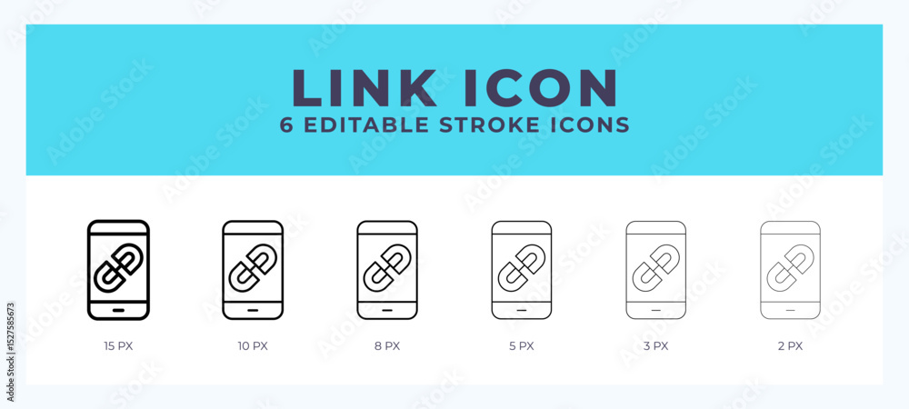 Poster link icon set with different stroke. vector illustration with editable stroke.