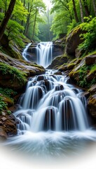 Fototapeta premium the image is a representation of the tranquil waterfall cascading through a forest setting and does not depict any specific location or brand