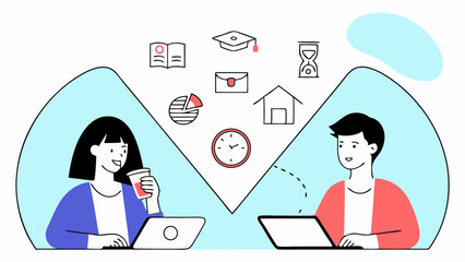 Online collaboration teamwork remote work concept