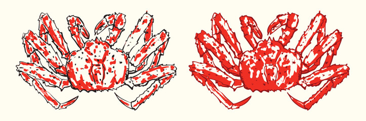 Red King Crab Illustration Set