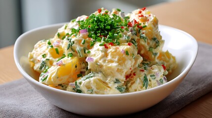 Creamy Potato Salad with Chives and Red Pepper Flakes