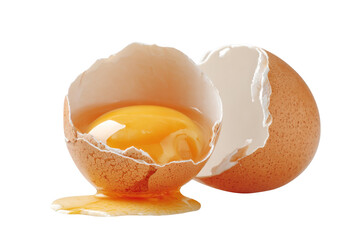 Fresh egg cracked isolated on transparent background.