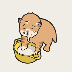Cat Milk Meme Sticker Vector Cute Illustration