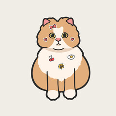 Pretty Cat Meme Sticker Vector Cute Illustration