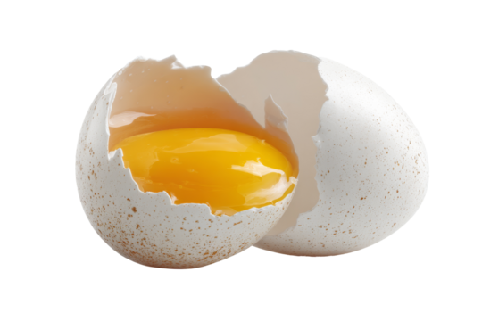 Fresh egg duck cracked isolated on transparent background.
