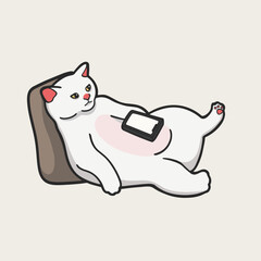 Waiting for you to call me Cat Meme Sticker Vector Cute Illustration