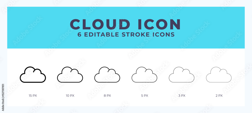 Aufkleber cloud icon in thin line. bold line. regular line. editable stroke.