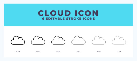 Obraz premium Cloud icon in thin line. Bold line. Regular line. Editable stroke.
