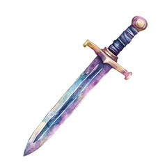 Dagger, watercolor clipart vector, high quality, isolated on a white background.