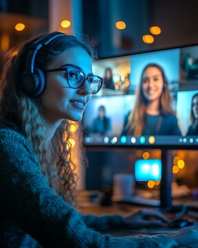 Group of remote workers communicating over encrypted cloud-based VoIP platform on shared screen Enterprise-Grade VoIP and Softphone Interfaces