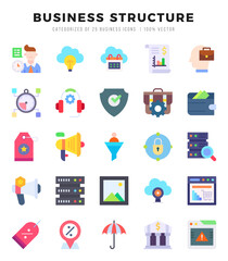 Set of Business Structure Icons. Simple line art style icons pack.for website and mobile site and apps.