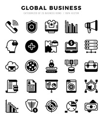 Set of Lineal Filled Global Business Icons. Lineal Filled art icon. Vector illustration