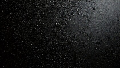 Obraz premium Black, rough, light-textured pattern featuring water, droplets, and condensation on a plaster wall surface, evokes moisture and cool atmosphere, perfect for design, backgrounds, or realistic presentat