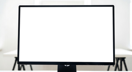 Fototapeta premium Blank Computer Screen Modern Office Workspace Mockup
