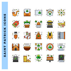 25 Saint Patrick Lineal Color icon pack. vector illustration.
