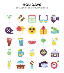 Holidays. A Collection of 25 Summer Vacation Icons