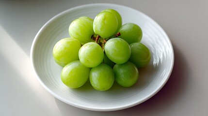 Fresh Green Grapes in a White Bowl
