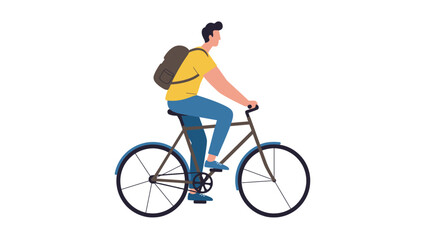Vector design of a man cycling on an urban road, flat and stylish design