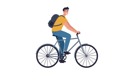 Urban flat vector art of a man riding a bicycle, perfect for lifestyle and city concepts