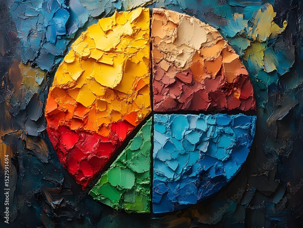 Poster infographic depicting a vibrant pie chart representing the balance between available resources and h