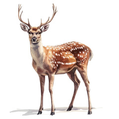 Deer, watercolor illustration vector, high quality, isolated on a white background.