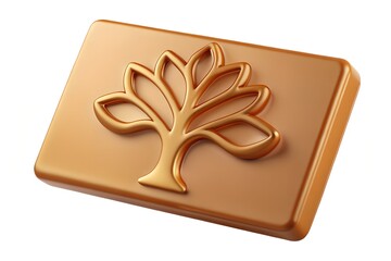 Golden tree icon on brown rectangular button