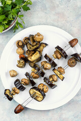 Vegetable skewer, grilled kebabs.