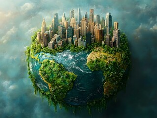 This image depicts a symbolic representation of the Earth