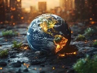Illustrative image depicting the Earth with overcrowded developed regions contrasted with underdeveloped resource scarce areas