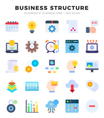 Business Structure Flat icons collection. 25 icon set in a Flat design.