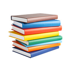 Colorful books are stacked on a white background, symbolizing education and the joy of reading